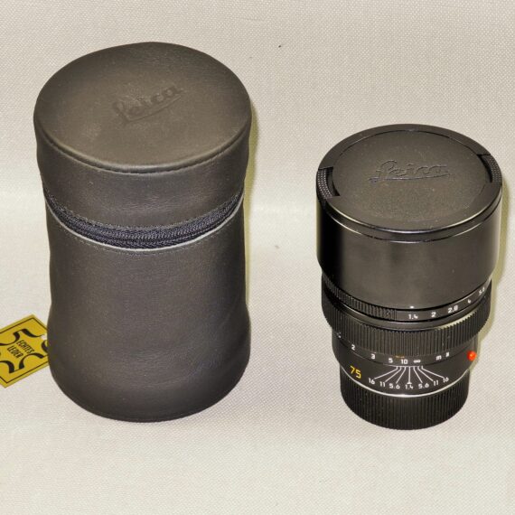 Leica 75/1.4 Summilux-M (E60) #11810 German made late lens Sold with Leica leather case, caps Mint- /SOLD