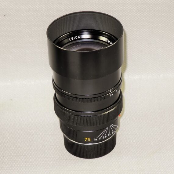 Leica 75/1.4 Summilux-M (E60) #11810 German made late lens Sold with Leica leather case, caps Mint- /SOLD