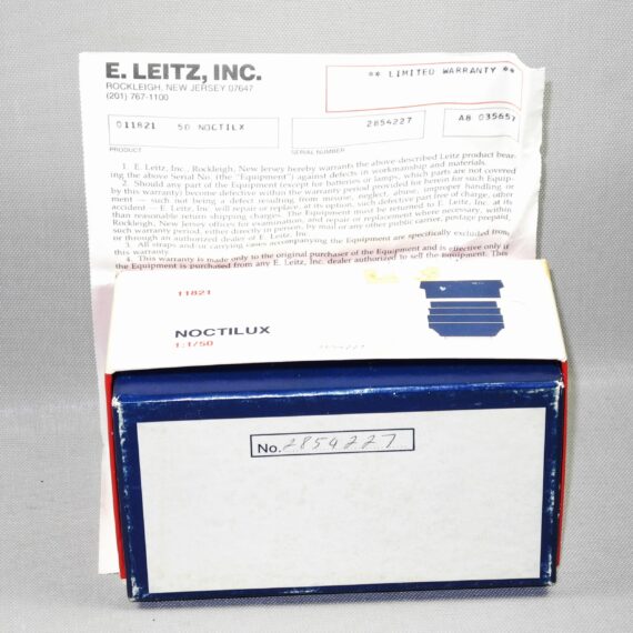 Leica 50/1,0 Noctilux Version 1 (E58) #11821 With Leica Box, Warranty cards, Leica hood, caps Ex++/SOLD