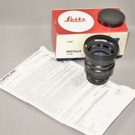Leica 50/1,0 Noctilux Version 1 (E58) #11821 With Leica Box, Warranty cards, Leica hood, caps Ex++/SOLD