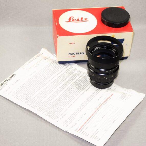 Leica 50/1,0 Noctilux Version 1 (E58) #11821 With Leica Box, Warranty cards, Leica hood, caps Ex++/SOLD