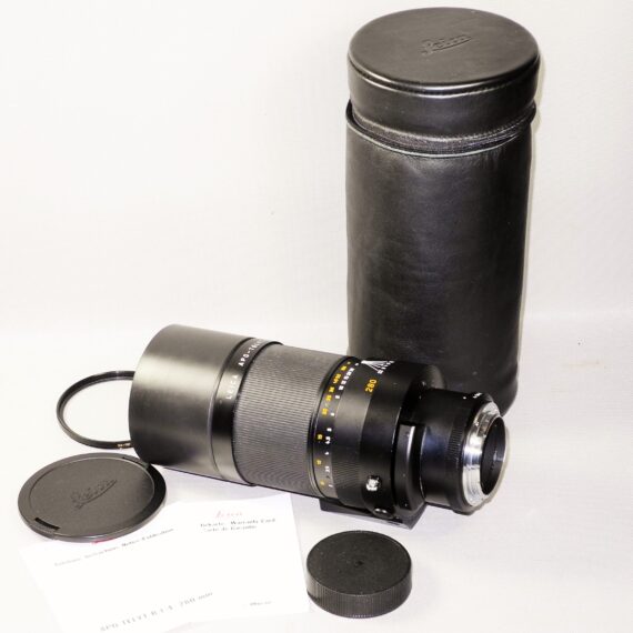 Leica 280/4 APO-Telyt R lens Cat # 11261 With Leica box,Leather case,caps, E77 UVa filter Mint- (Just CLA'd) / SOLD