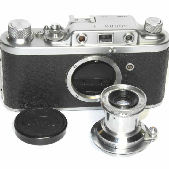 Sonne V camera  w.5cm F3,5 Elionar Anastigmat Col. lens In original case Ex++