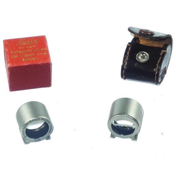 Two Leica 50mm Chrome Viewfinders "SBOOI" with original box & with case, Call or Email for price for price