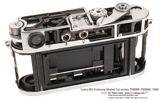 Leica M3 DS Cutaway display Model, 1954 rear section view