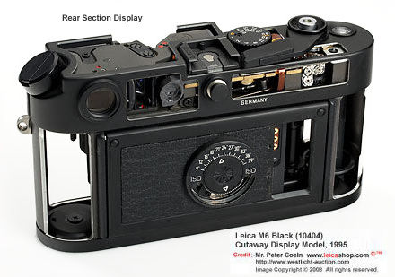 Leica M6 Black (10404) Cutaway Display model, 1995 rear camera section