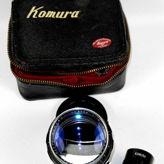 Komura 80/1,8 black lens Nr.4550130  Sankyo Koki Tokyo with case and finder Mint-
