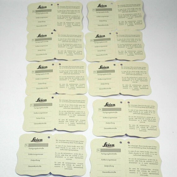 Leica Vintage Gold and Red lens warranty cards "Ernst Leitz Wetzlar" NEW x 10pc / Free Shipping