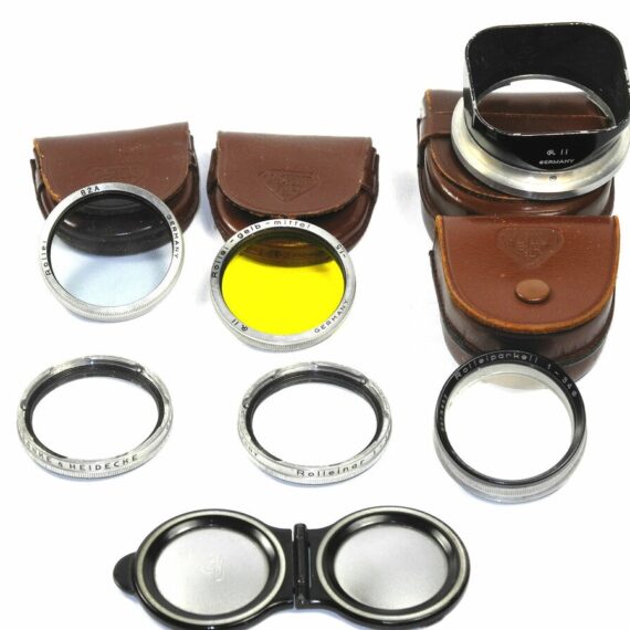 Rolleiflex 3,5F TLR camera with case,hood and filters Nice Ex++ outfit !!
