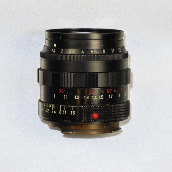 Leica 50/1,4 Summilux Black Paint, Brass Mount lens Sold with hood & caps. SOLD