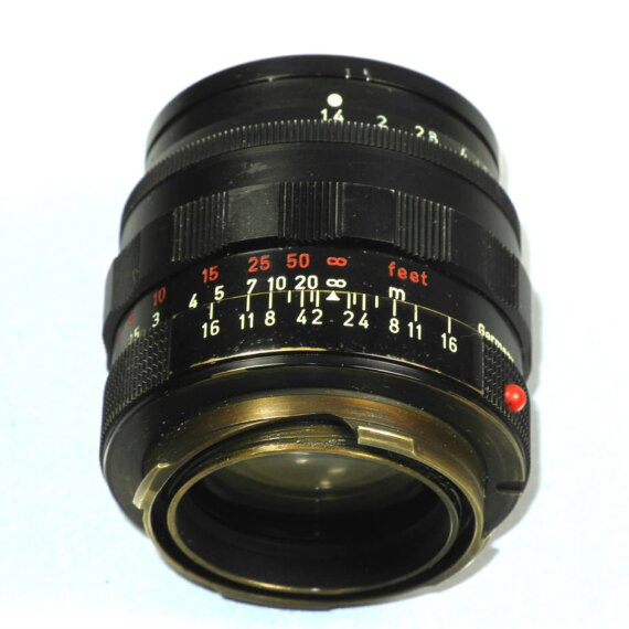 Leica 50/1,4 Summilux Black Paint, Brass Mount lens Sold with hood & caps. SOLD