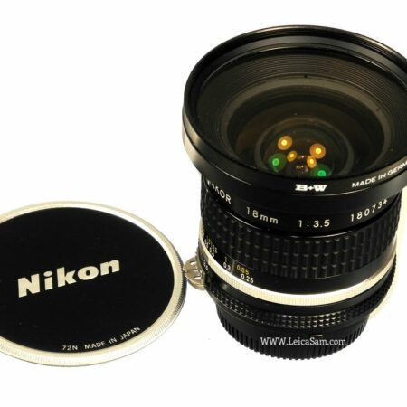 Nikon 18/3,5 Nikkor Ais lens with B+W UVa filter & Nikon caps Ex++