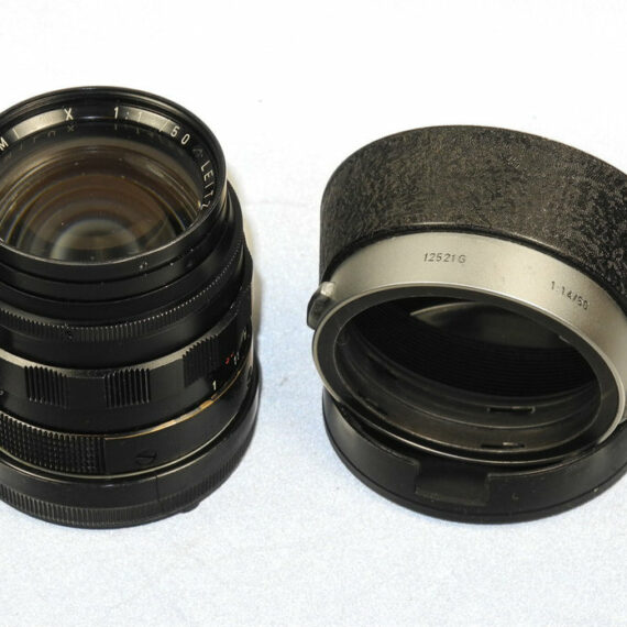Leica 50/1,4 Summilux Black Paint, Brass Mount lens Sold with hood & caps. SOLD