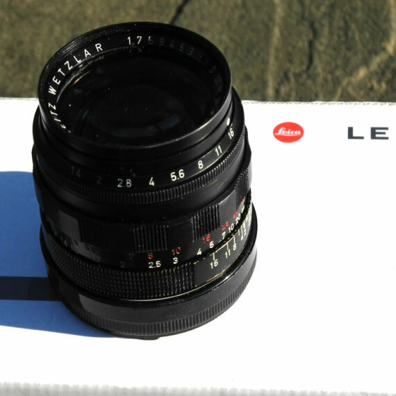 Leica 50/1,4 Summilux Black Paint, Brass Mount lens Sold with hood & caps. SOLD