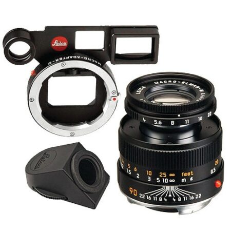Leica 90/4 Macro-Elmar-M  Six Bit Set w/macro adapter & Angle VF black #11629  M/-/ SOLD