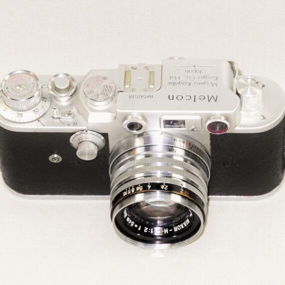 Melcon silver chrome camera Sold With: 5cm f2 Nikkor-H-C "Nippon-Kogaku" Lens & with original case Ex+/++