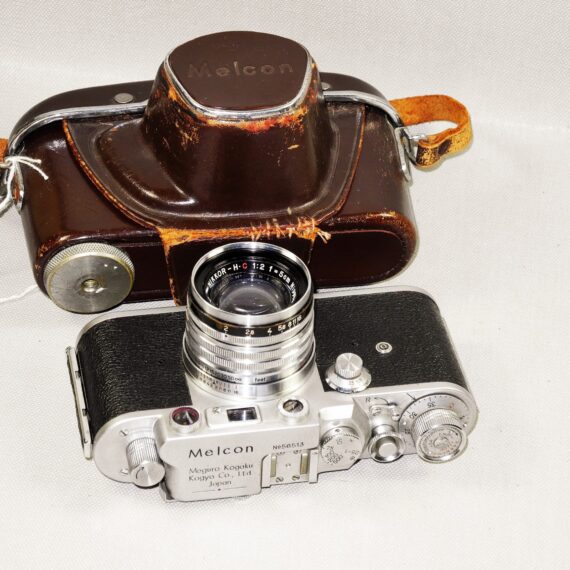 Melcon silver chrome camera Sold With: 5cm f2 Nikkor-H-C "Nippon-Kogaku" Lens & with original case Ex+/++