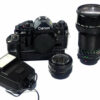 Canon A1 Black camera set with 2 lenses,  canon winder & speedlight Ex++/Mint-