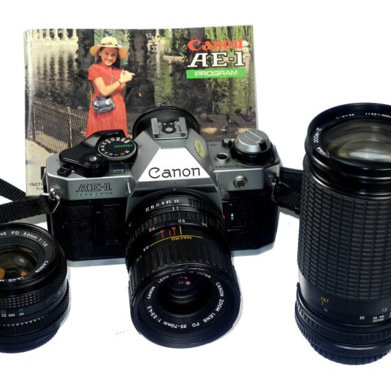 Canon AE-1 Camera Set with 3 lenses