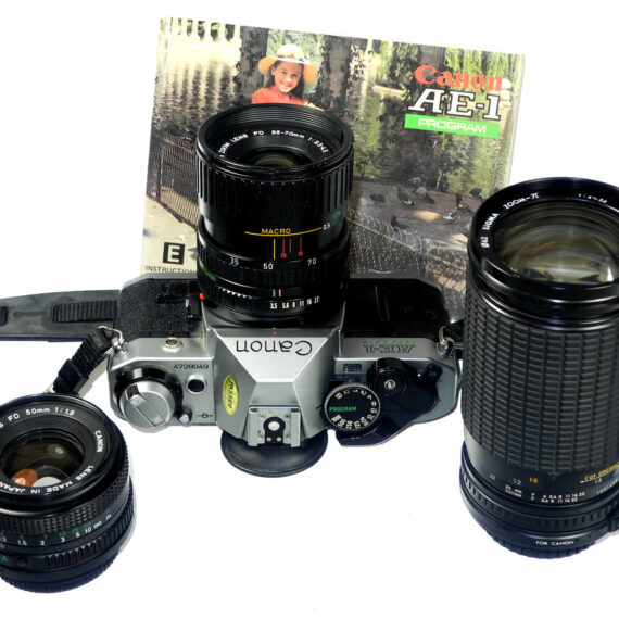 Canon AE-1 Camera Set with 3 lenses