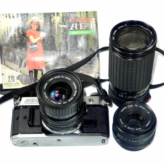 Canon AE-1 Camera Set with 3 lenses