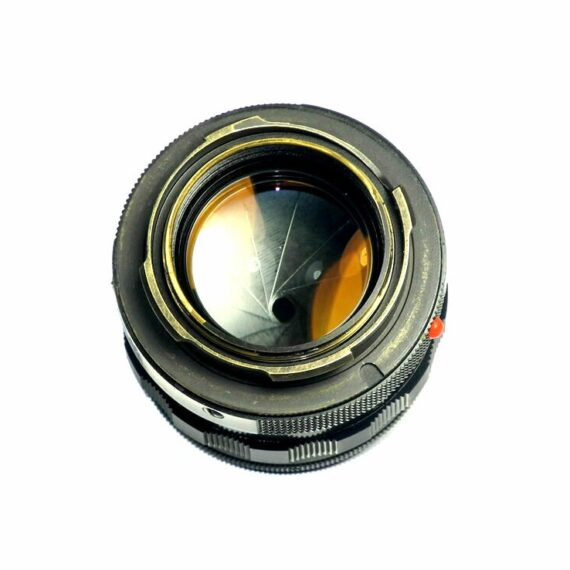 Leica 50/1,4 summilux M black paint early version brass mount lens sold with: Leica hood,caps,Leica lens case ! / RARE SOLD