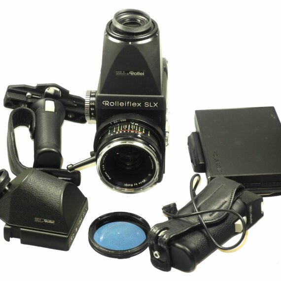 Rollei SLX camera w.80mm lens,prism finder,2 grips,Pol back Mint-
