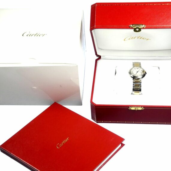 Cartier Ballon Bleu Stainless Steel & 18K Yellow Gold Ladies Watch W/Box,Cards Mint-