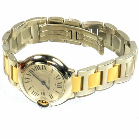 Cartier Ballon Bleu Stainless Steel & 18K Yellow Gold Ladies Watch W/Box,Cards Mint-