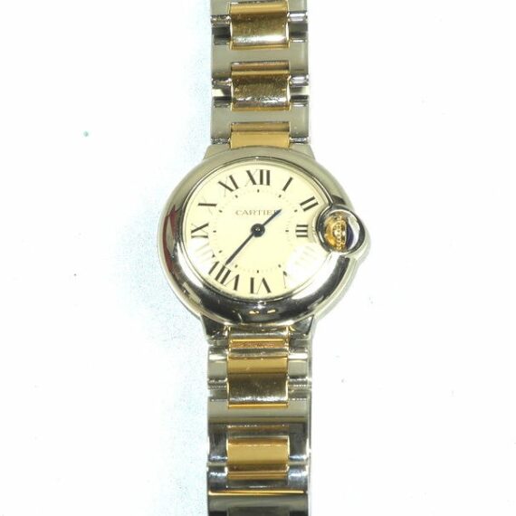 Cartier Ballon Bleu Stainless Steel & 18K Yellow Gold Ladies Watch W/Box,Cards Mint-