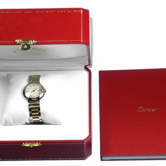 Cartier Ballon Bleu Stainless Steel & 18K Yellow Gold Ladies Watch W/Box,Cards Mint-