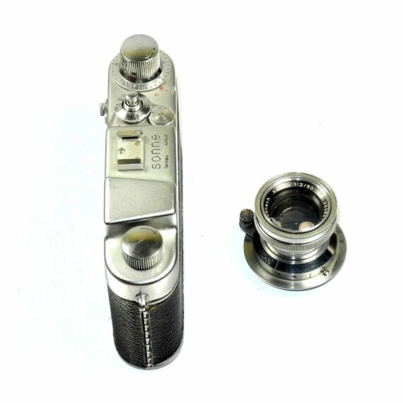 Sonne  C4 Silver Leica copie camera with 50/2 Xenon Schneider-Kreuznach Col. lens Ex++/ Made In Italy