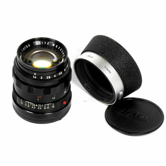 Leica 50/1,4 Summilux Black Paint lens with Leica hood Ex++