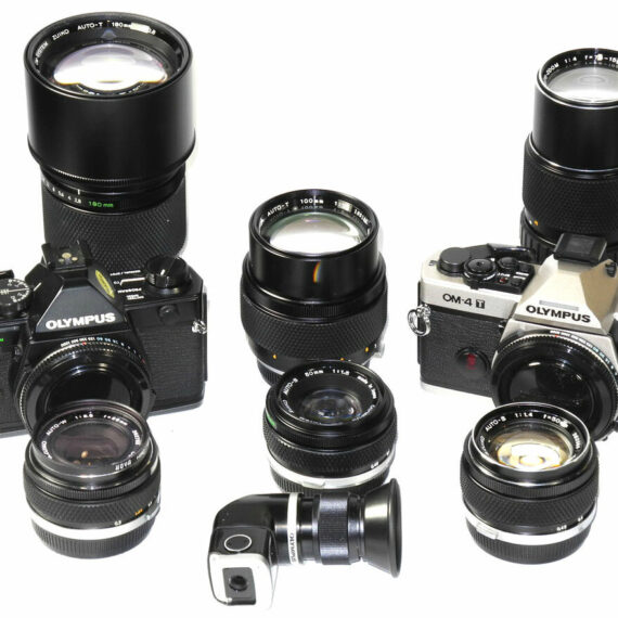 Olympus OM Camera Outfit: With 2 OM cameras & 6 lenses & with finder plus case Mint/- / IN Stock