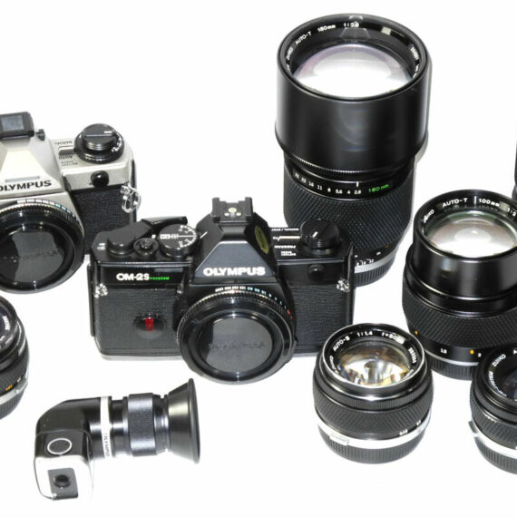 Olympus OM Camera Outfit: With 2 OM cameras & 6 lenses & with finder plus case Mint/- / IN Stock