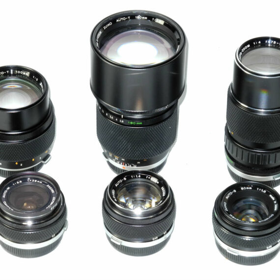 Olympus OM Camera Outfit: With 2 OM cameras & 6 lenses & with finder plus case Mint/- / IN Stock