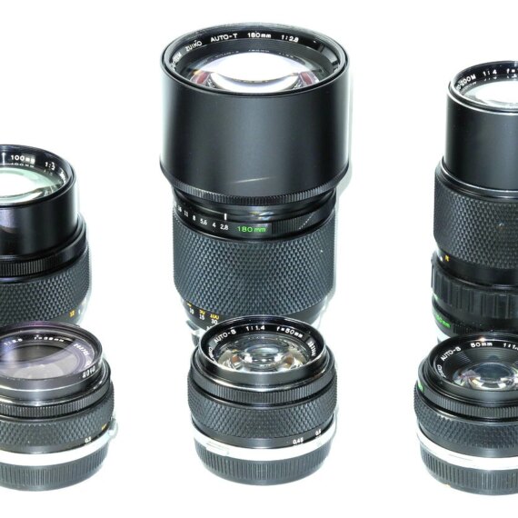 Olympus OM Camera Outfit: With 2 OM cameras & 6 lenses & with finder plus case Mint/- / IN Stock