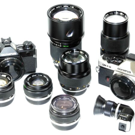 Olympus OM Camera Outfit: With 2 OM cameras & 6 lenses & with finder plus case Mint/- / IN Stock