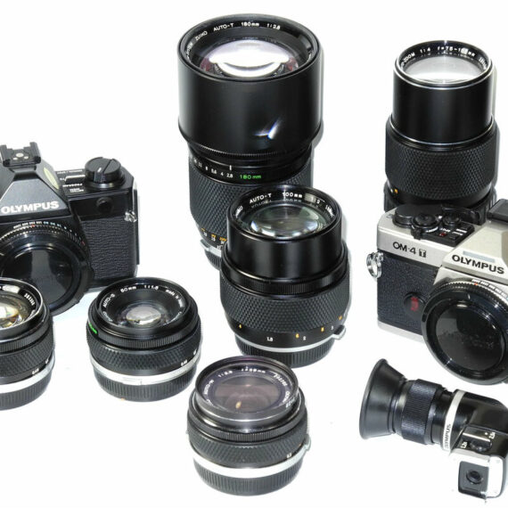 Olympus OM Camera Outfit: With 2 OM cameras & 6 lenses & with finder plus case Mint/- / IN Stock
