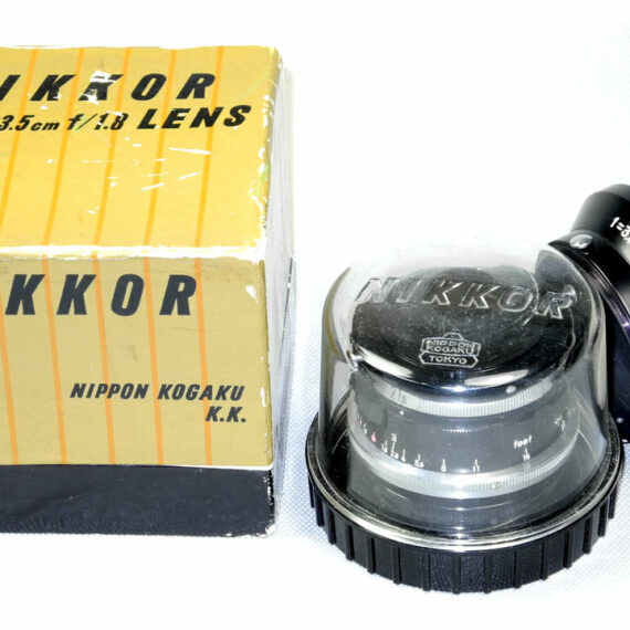 Nikon 3,5cm f1,8 W-Nikkor "Nippon-Kugaku" with  Original Nikon hood,card,caps,box Mint-