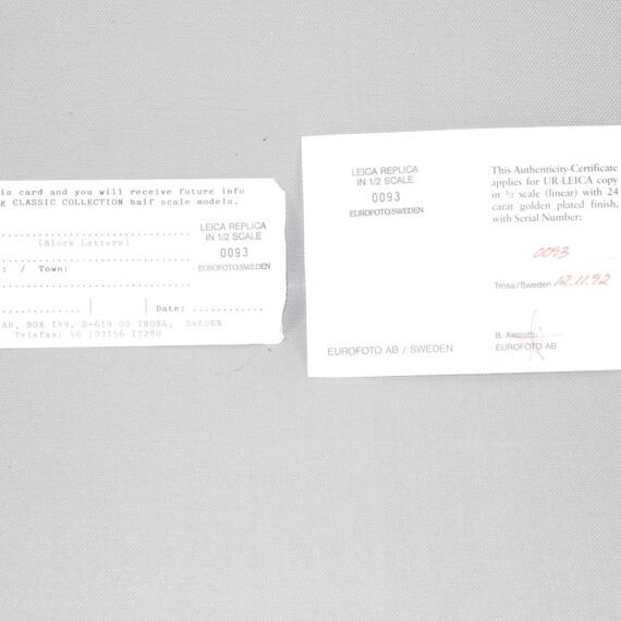 Leica UR Half Scale 24kt Gold Plated Camera Replica with box,finder,cards Mint/- Rare/ free shipping (USA)