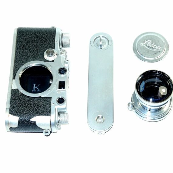 Leica IIIc K camera with 50mm Summitar lens  & case Ex+/ Rare