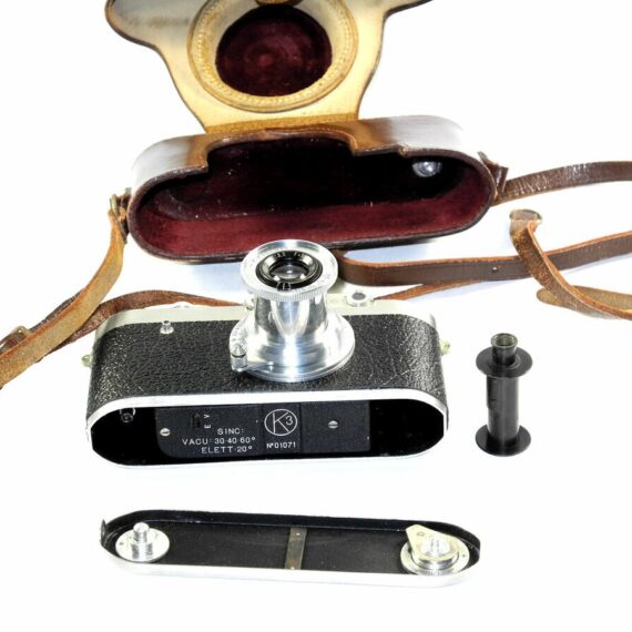 Kristal 3S Silver  w.50mm Kirnar Anastigmat Kristal lens & Kristall case  Ex++ / Rare Leica copy Made in Italy /SOLD