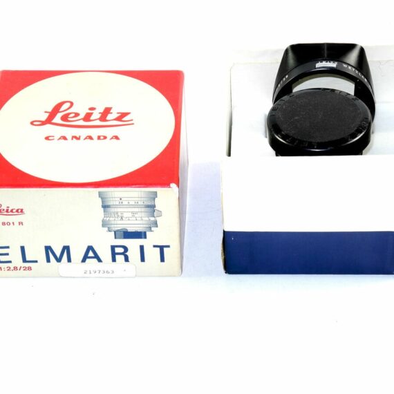 Leica  28mm/2.8  ELMARIT-M #11801 FIRST Type W/black paint infinity lock, 9 ELEMENT ,Leica 28mm metal finder in case,Leica Box,Hood,Caps Ex++/Mint- / Rare/ SOLD