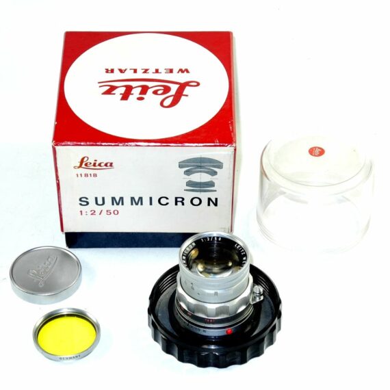 Leica 50/2 Summicron Silver Rigid Cat #11818 (Wetzlar) Ex++/Mint-