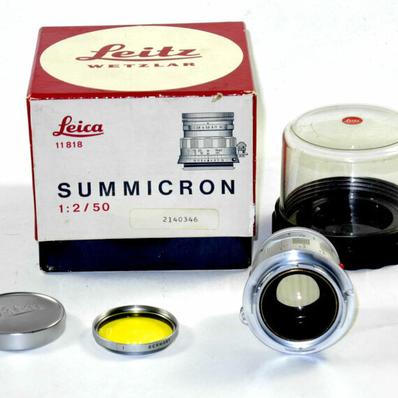 Leica 50/2 Summicron Silver Rigid Cat #11818 (Wetzlar) Ex++/Mint-