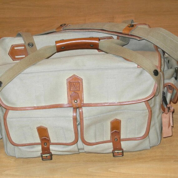 FOGG Latitude Tan & Brown finish camera bag with pouches,inserts & padded strap Ex++