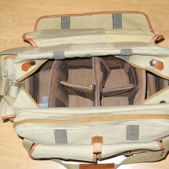 FOGG Latitude Tan & Brown finish camera bag with pouches,inserts & padded strap Ex++