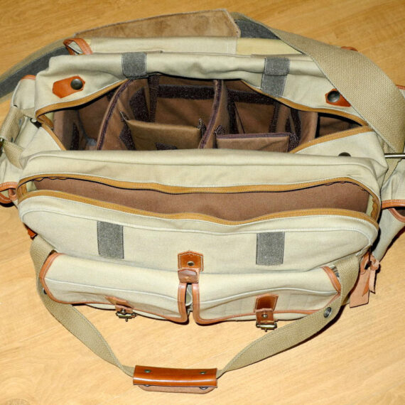 FOGG Latitude Tan & Brown finish camera bag with pouches,inserts & padded strap Ex++