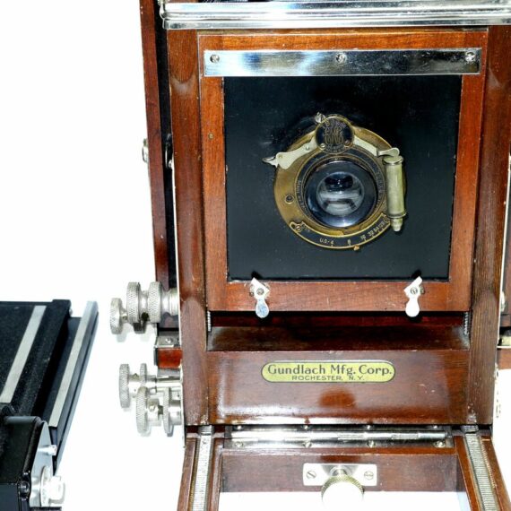 Gundlach 4x5 Wooden camera with lens & backs Ex+